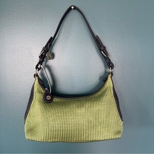 THE SAK Medium Size Crochet Green & Navy Knit Shoulder Purse Bag Brand New W Tag
